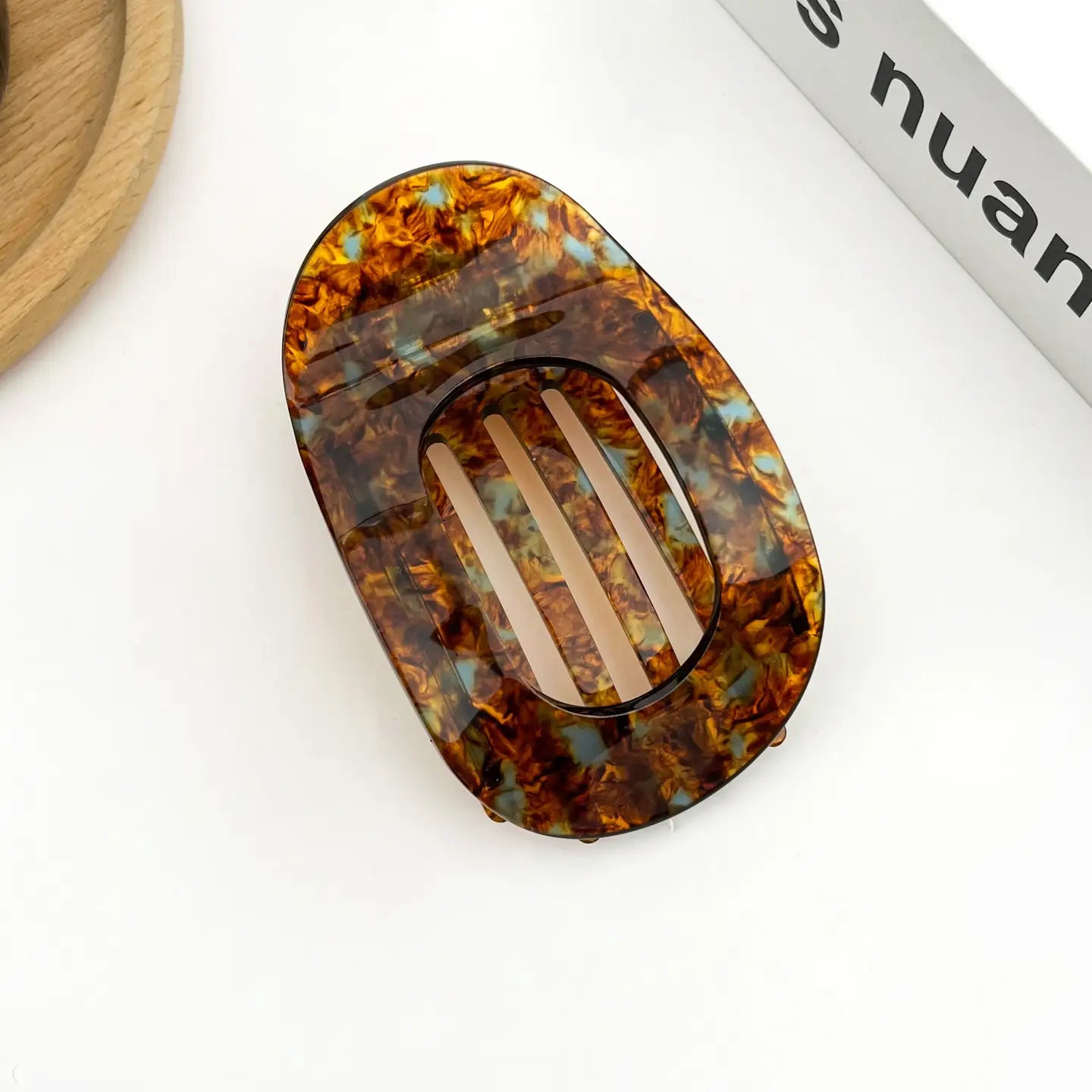 Flat Hair Clip in Tortoise & Blue Speck