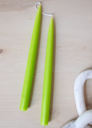 Pair of 12" Danish Taper Candles  -  Lime