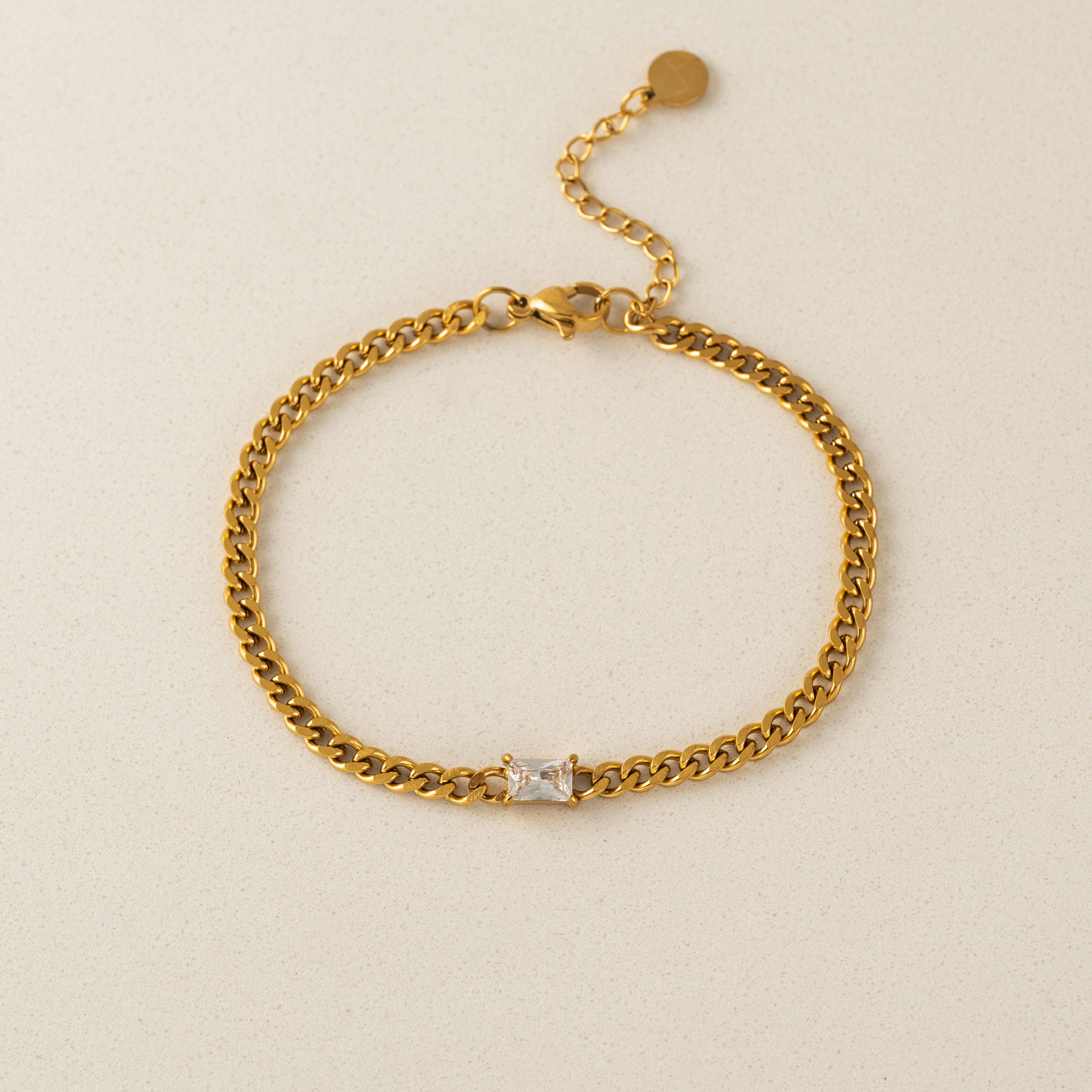 Waterproof Zyra Curb Chain Gold Bracelet by Lover's Tempo