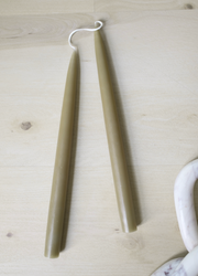 Pair of 12" Danish Taper Candles  -  Olive