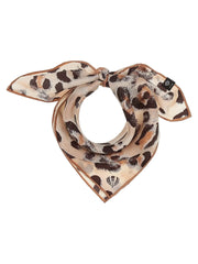 Animal Print Silk Neck Scarf in Cafe Au Lait by Fraas
