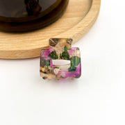 Mini Square Hair Clip in Purple & Green