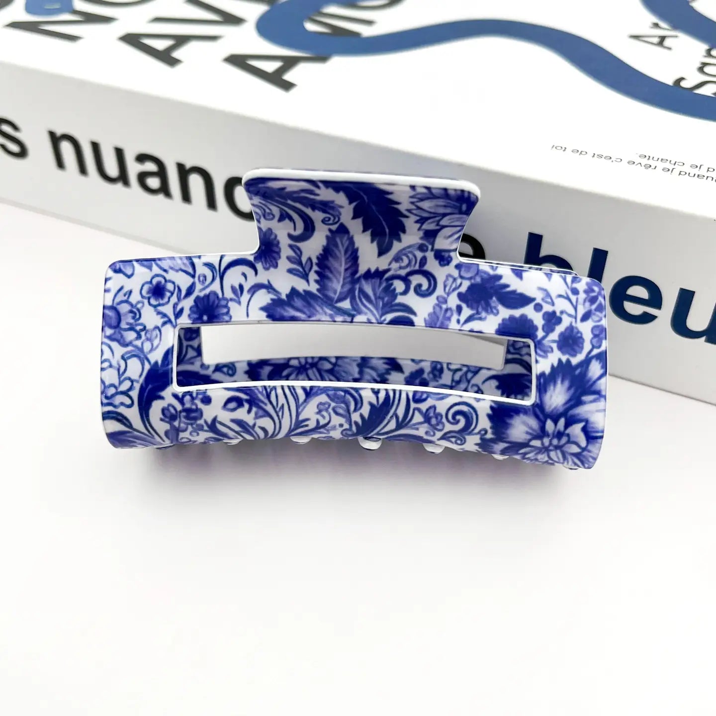 Blue & White Porcelain Patterned Hair Clip