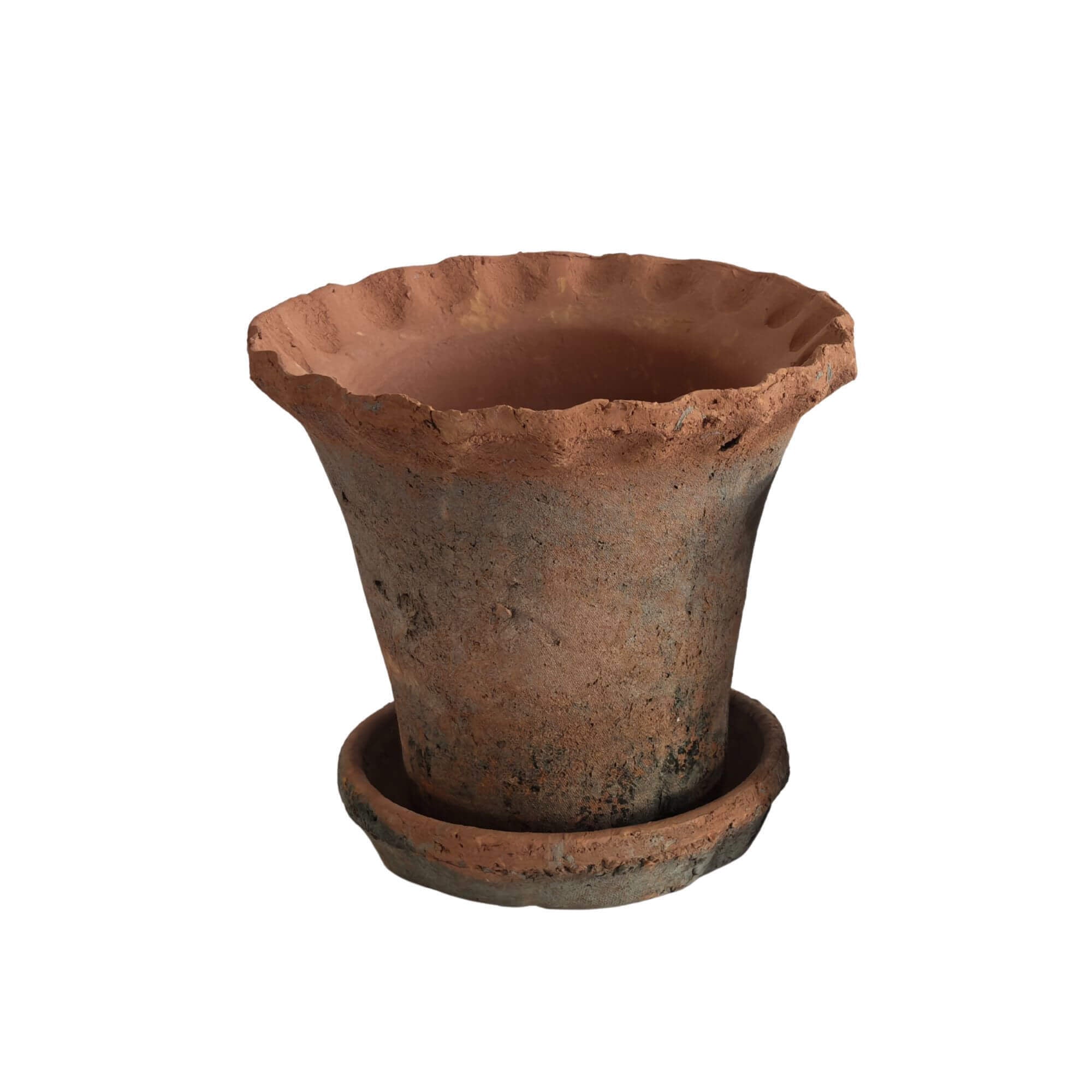 Large Frilly Redstone Garden Dish & Saucer