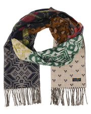 Navy Patchwork Sweater Cashmink Scarf by Fraas