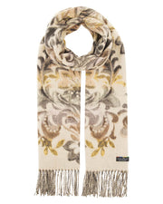 Ivory Ornamental Ombre Cashmink Scarf by Fraas