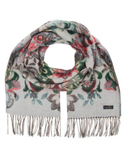 Grey Blue Ornamental Ombre Cashmink Scarf by Fraas