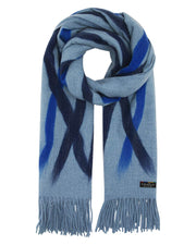 Blue Stripes Needle Punch Cashmink Scarf by Fraas