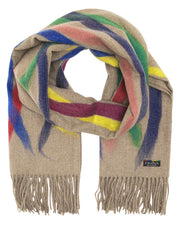 Beige Stripes Needle Punch Cashmink Scarf by Fraas