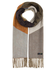 Taupe Rust Colourblock Chevron Cashmink Scarf by Fraas