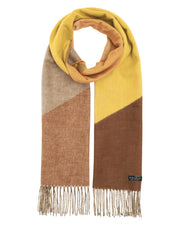 Brown & Yellow Colourblock Chevron Cashmink Scarf by Fraas