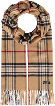 Camel Plaid Cashmink Scarf by Fraas