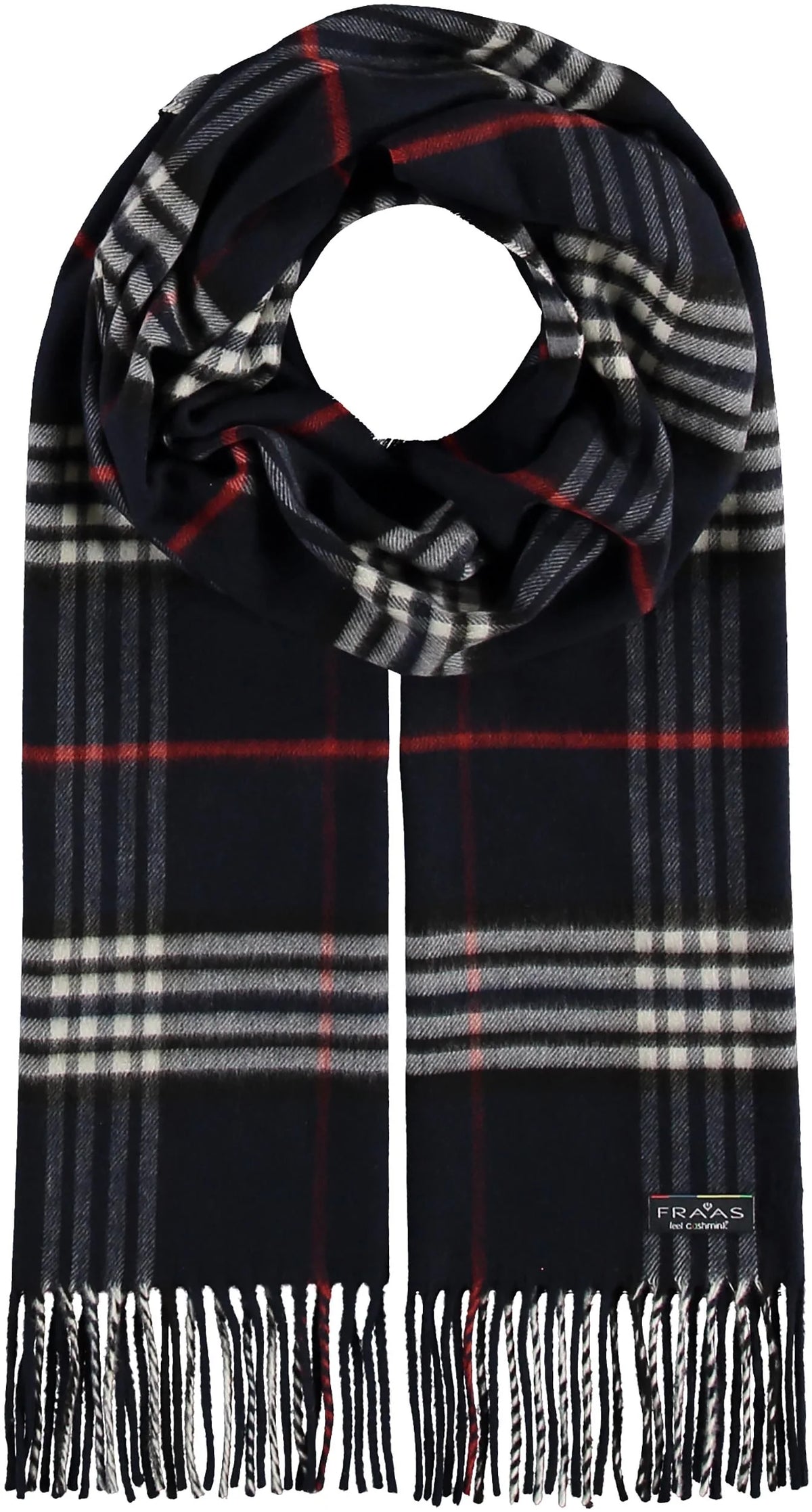 Navy Plaid Cashmink Scarf by Fraas