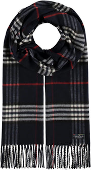 Navy Plaid Cashmink Scarf by Fraas