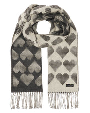 Black Knit Hearts Cashmink Scarf by Fraas