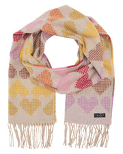 Pink Knit Hearts Cashmink Scarf by Fraas
