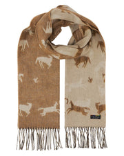 Tan Wild Horses Cashmink Scarf by Fraas