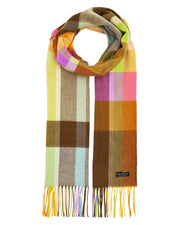 Pink & Yellow Herringbone Check Cashmink Scarf by Fraas