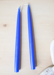 Pair of 12" Danish Taper Candles  -  Cobalt