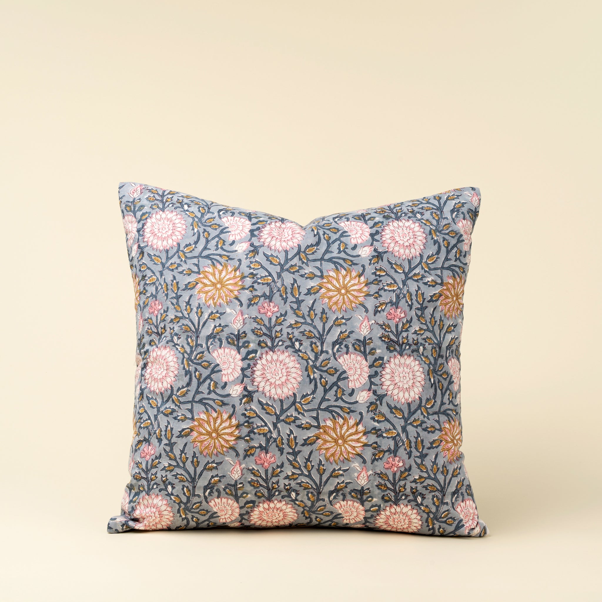 Block Print Pillow in Blue 20x20