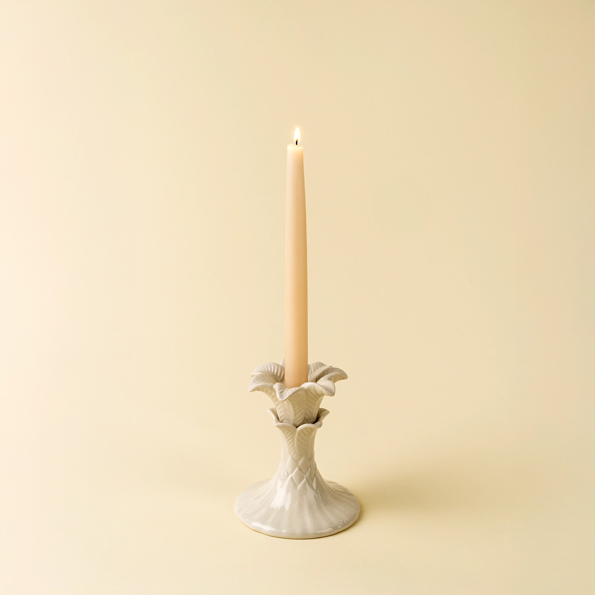 Cream Palm Tree Candle Holder in Small