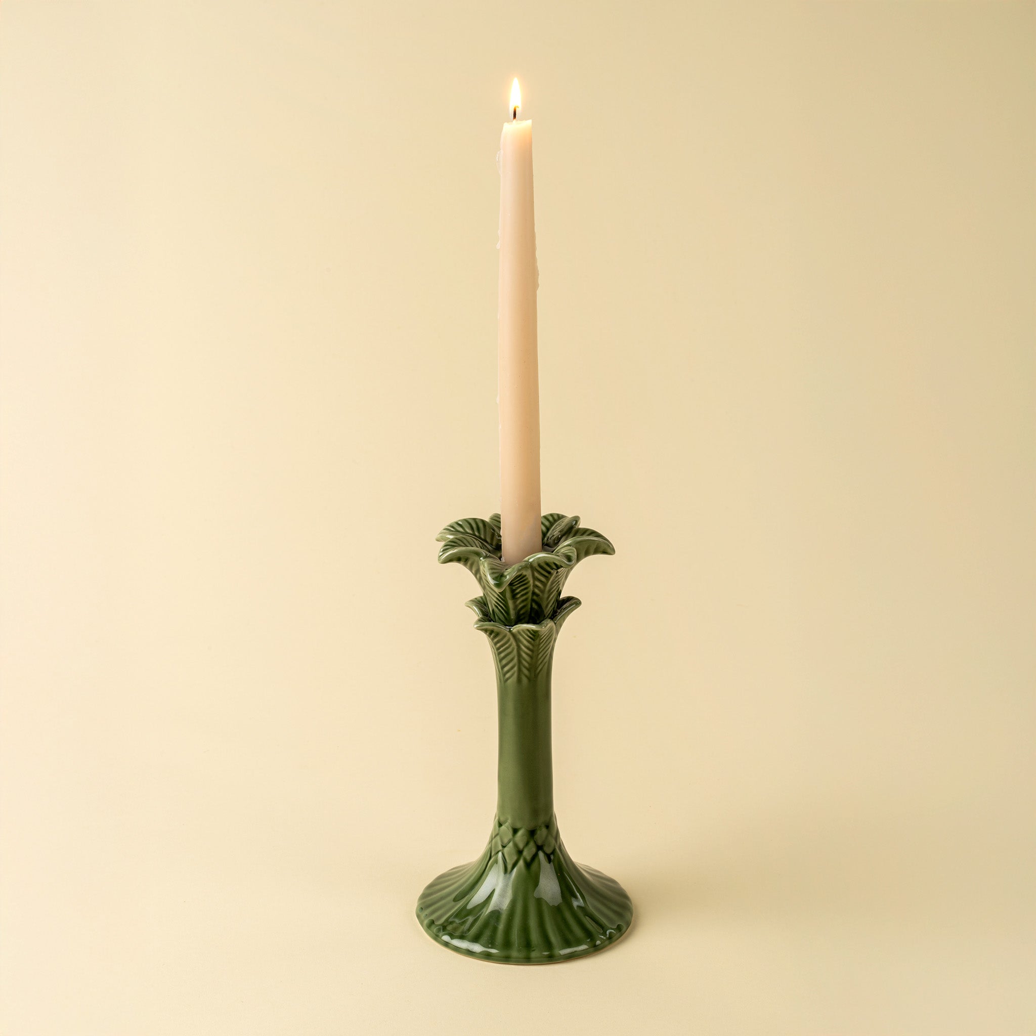 Green Palm Tree Candle Holder in Large