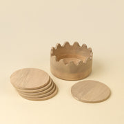 Bleached Wooden Coasters in Scalloped Box Set/6