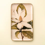 White Magnolia Enameled Tray Large