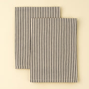 Black Ticking Tea Towel Set/2