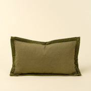Corded Velvet Edge Pillow in Moss 21x12