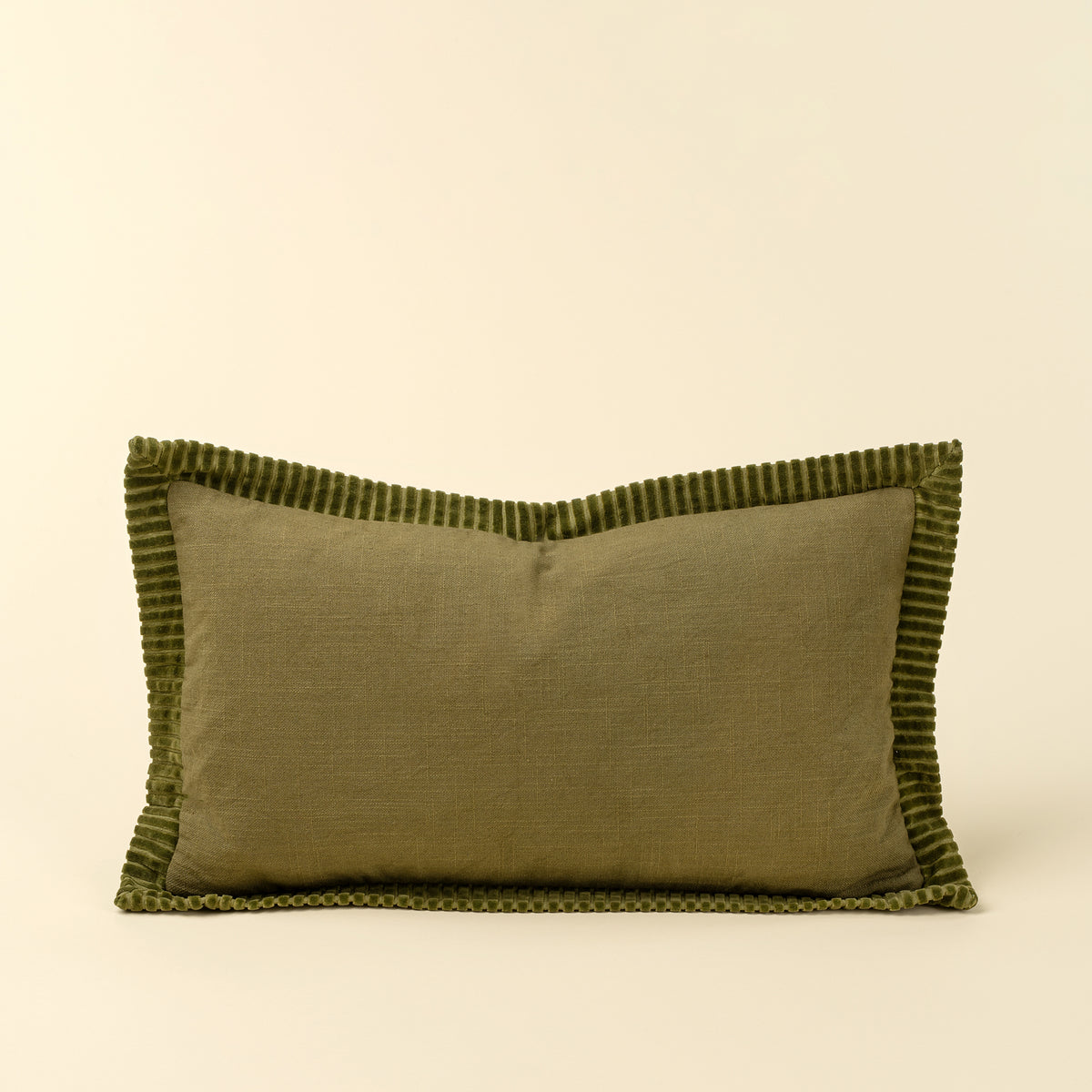 Corded Velvet Edge Pillow in Moss 21x12