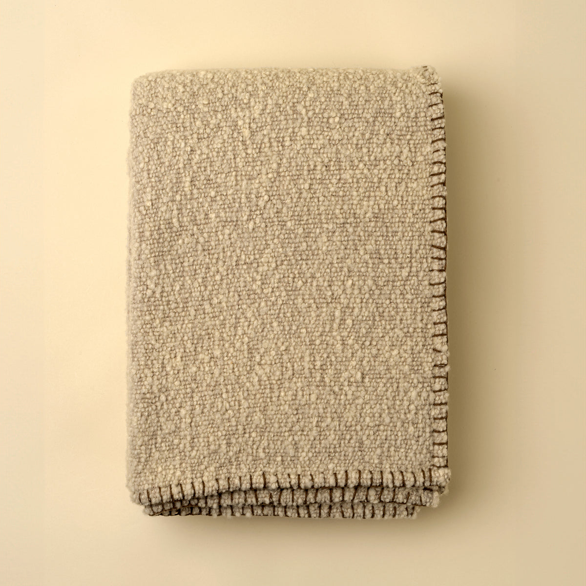 Blanket Stitch Boucle Throw in Natural
