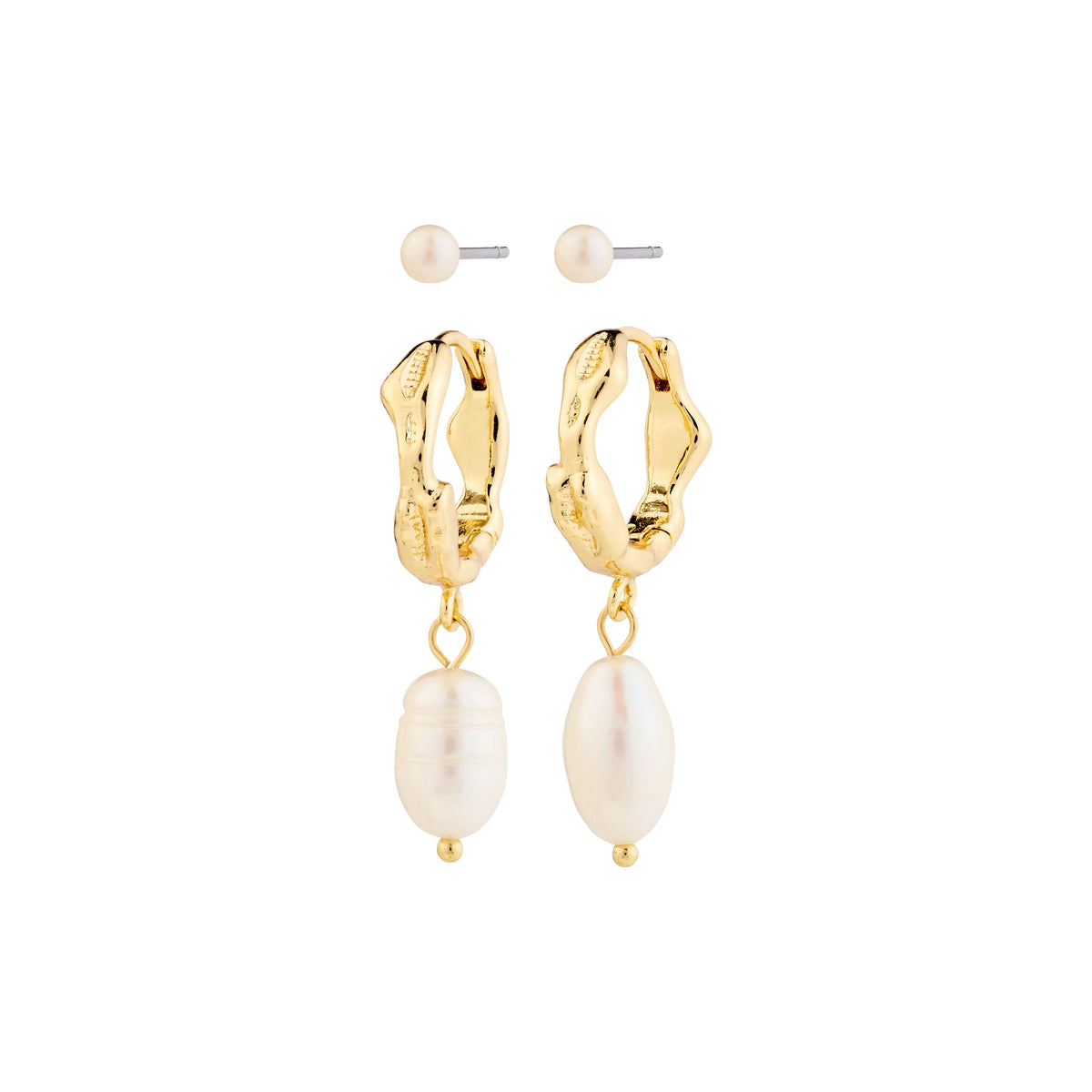 Jonne Pearl 2-in-1 Earrings in Gold by Pilgrim