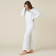 Solid Marshmallow V-Neck Lounge Set in Almond by Softies