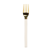 Ivory Enamel & Brass Dessert Fork