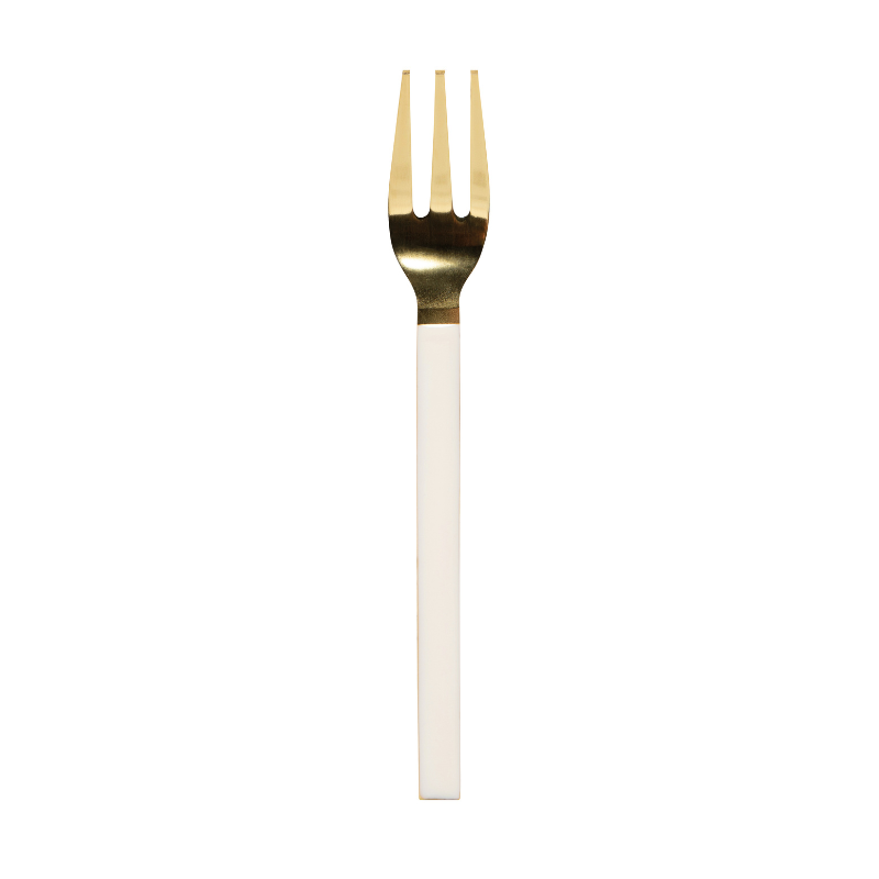 Ivory Enamel & Brass Dessert Fork