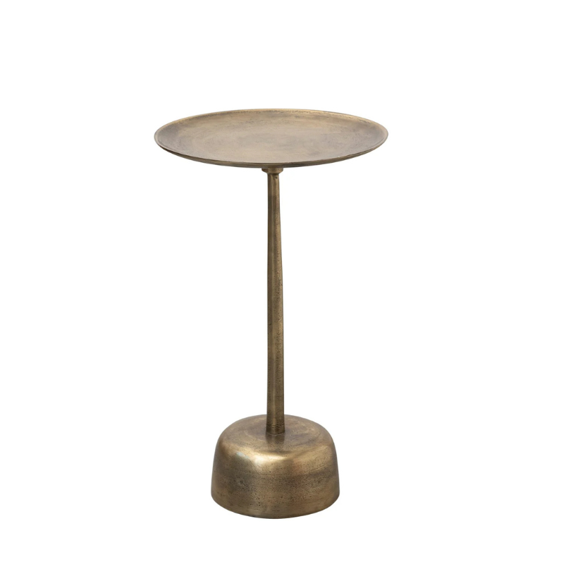 Aluminum Side Table with Antique Brass Finish