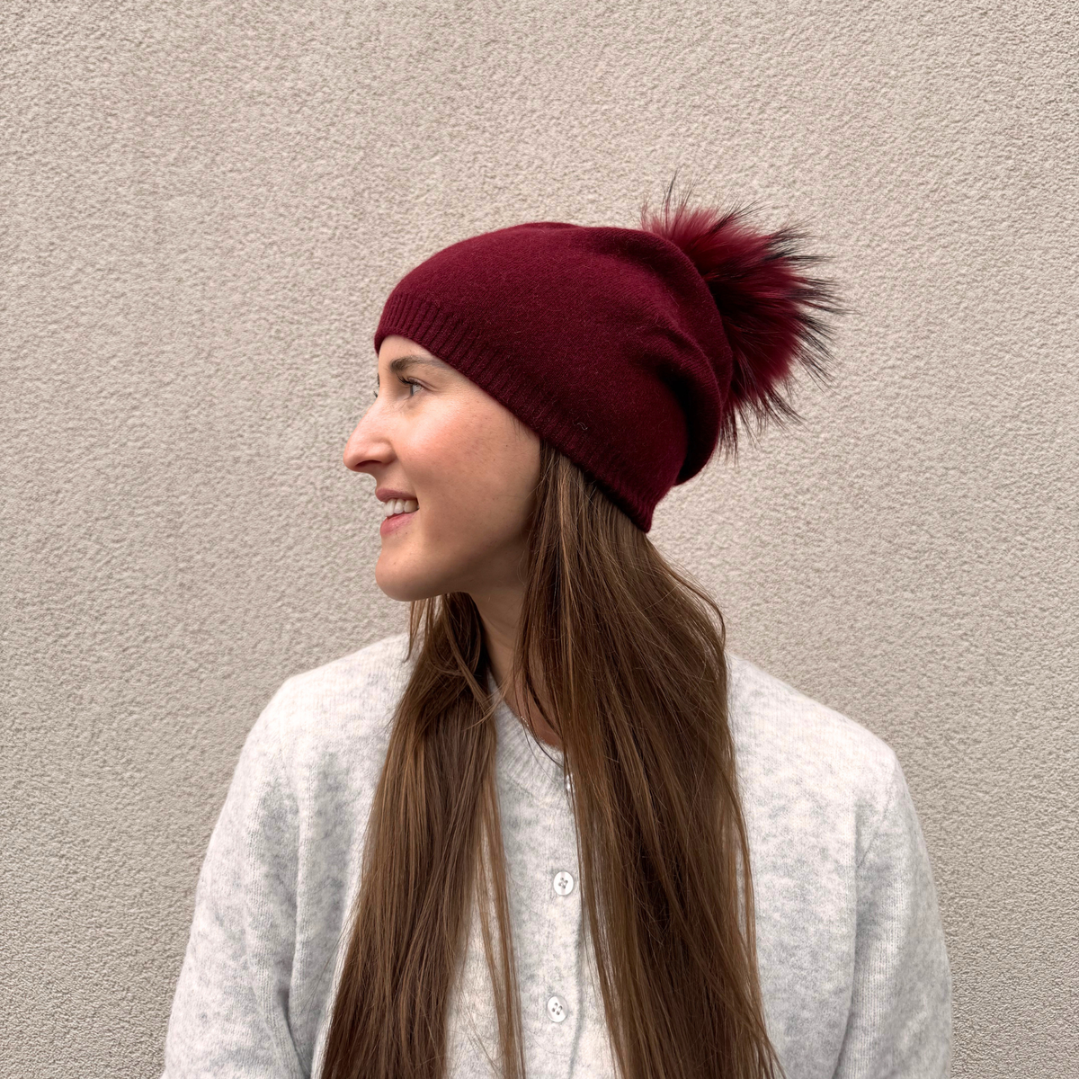 Evelyn Beanie in Wine by PNYC