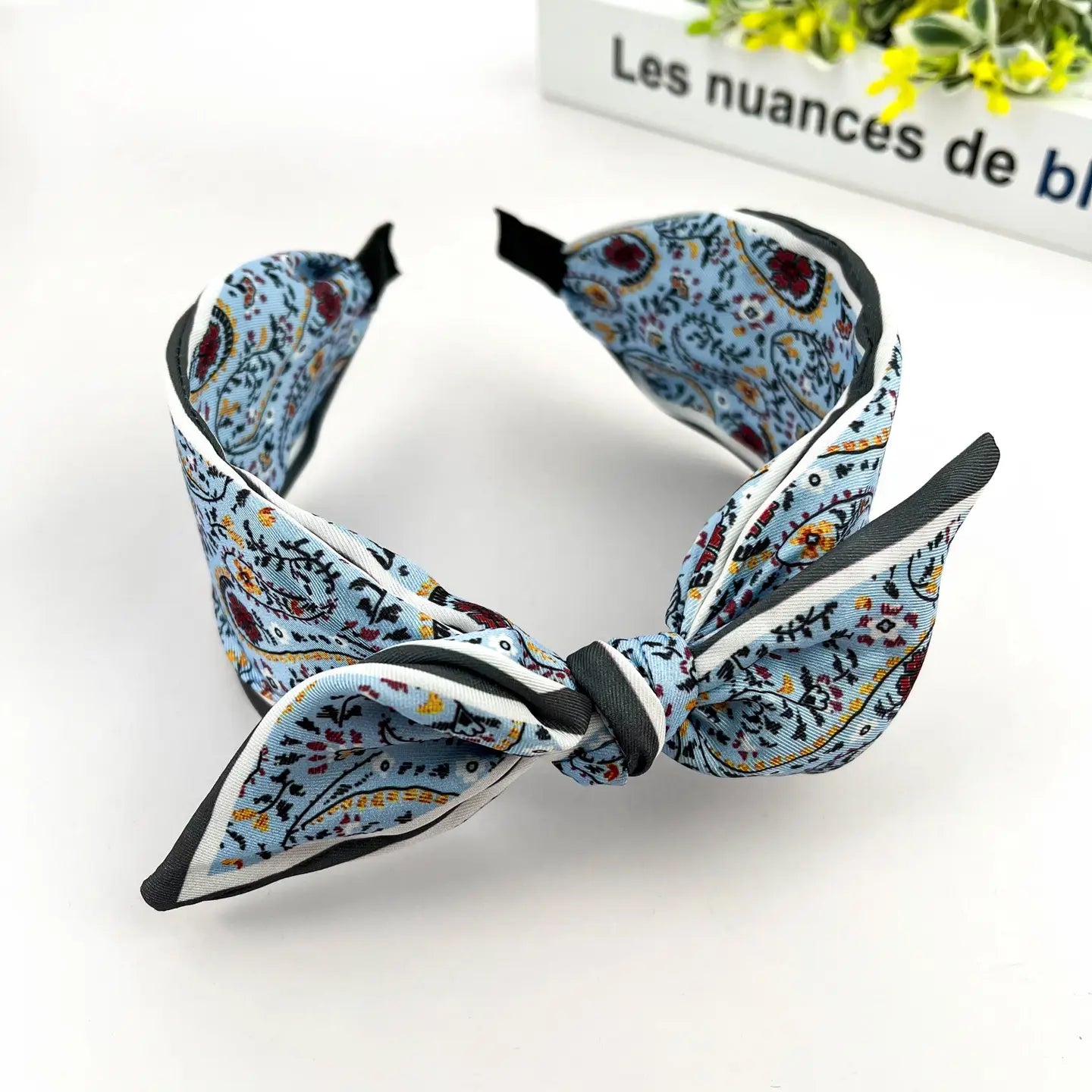 Blue Paisley Floral Wide Headband