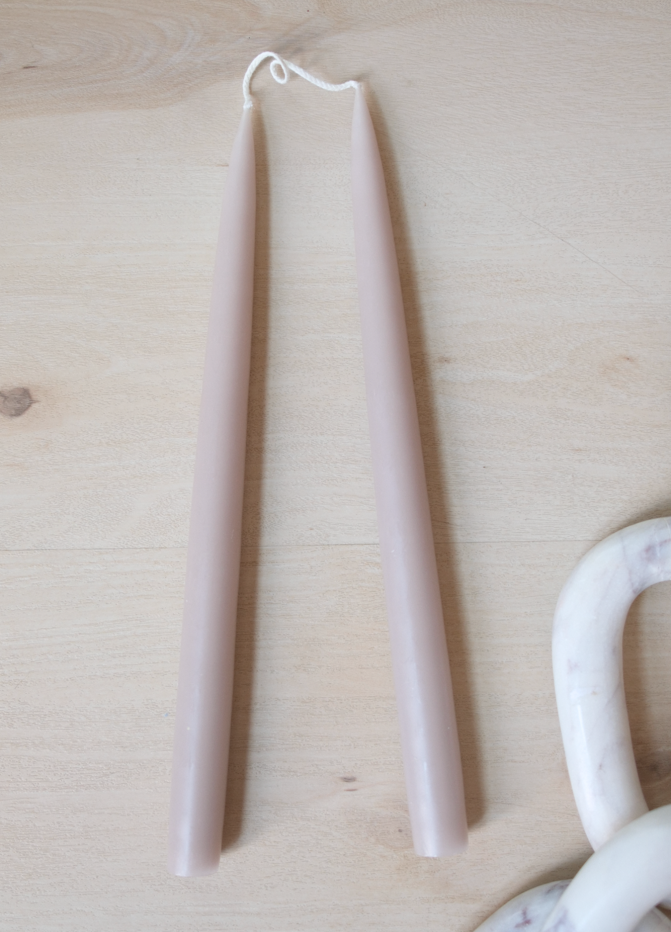 Pair of 12" Danish Taper Candles  -  Flax
