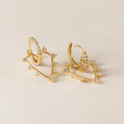 Chapel Heart Hoop White Opal Earrings by Lover's Tempo