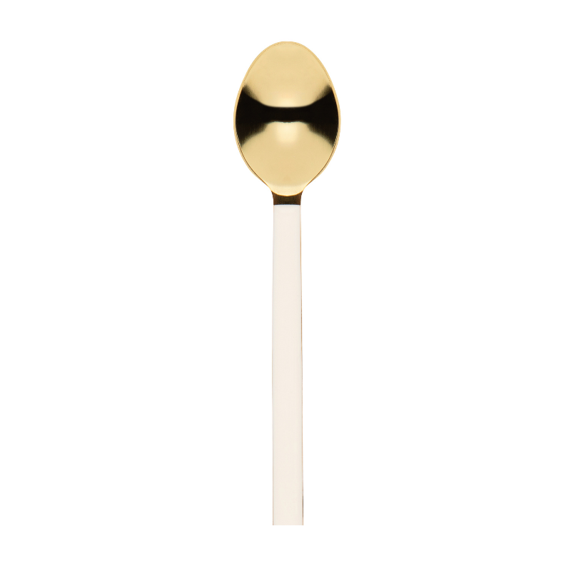 Ivory Enamel & Brass Dessert Spoon