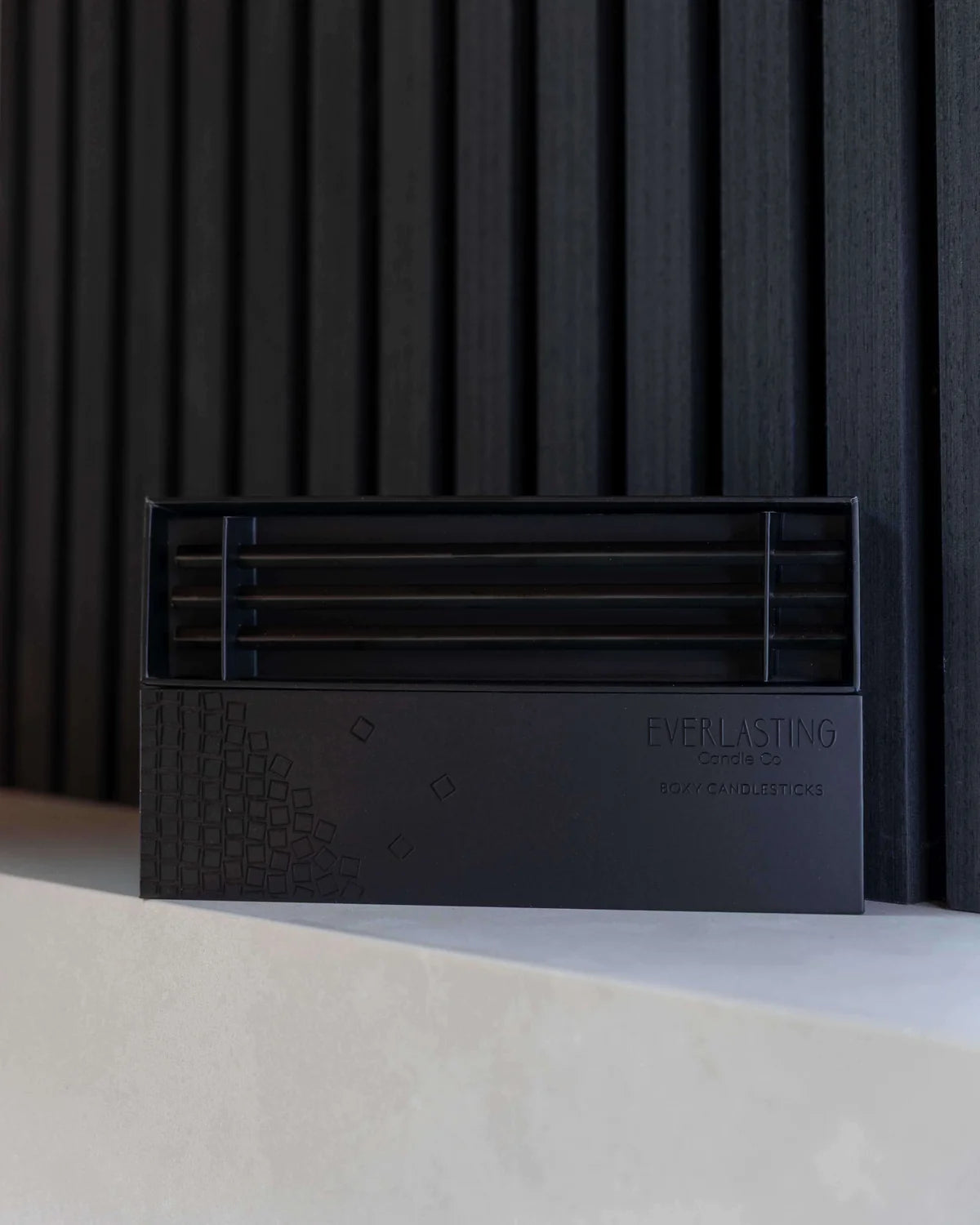 Boxy Black Candlesticks by Everlasting Candle Co.