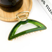 Green Acetate & Metal Half Circle Hair Clip