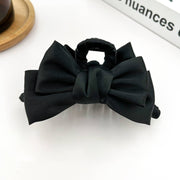Black Satin Bow Hair Claw Clip