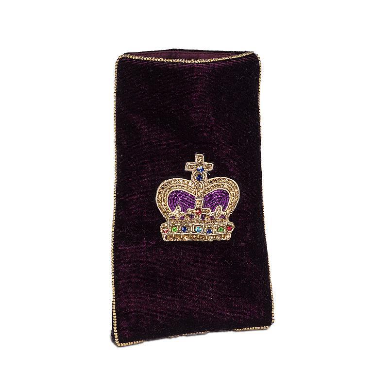Crown Velvet Eyeglass Case in Burgundy