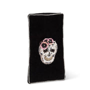 Skull Velvet Eyeglass Case in Black