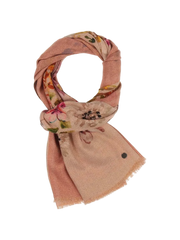 Floral patterned scarf on a light beige background