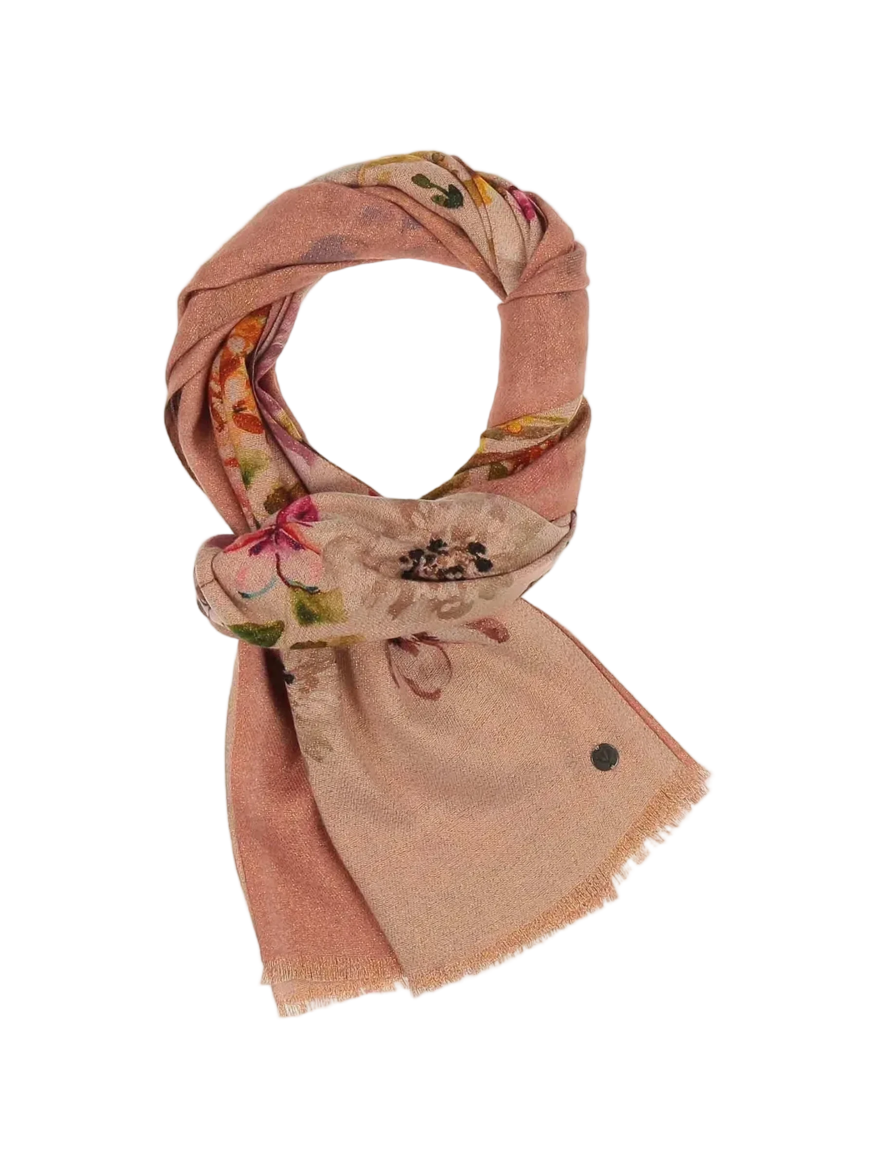Floral patterned scarf on a light beige background