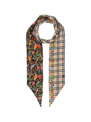 Plaid Jungle Cat Skinny Silk Scarf in Caviar by Fraas